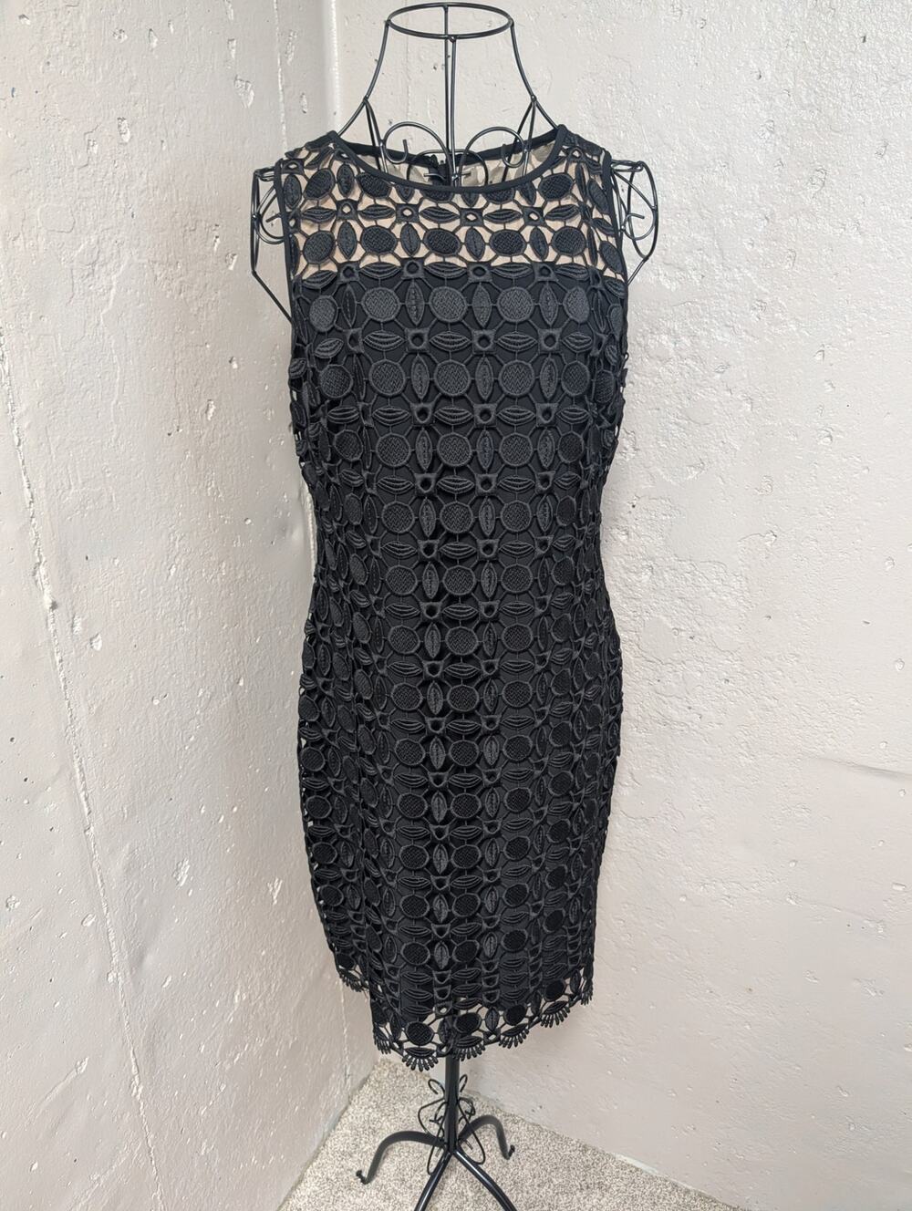 Lauren Ralph Lauren Black Lace Illusion Sheath Cocktail Dress 10P